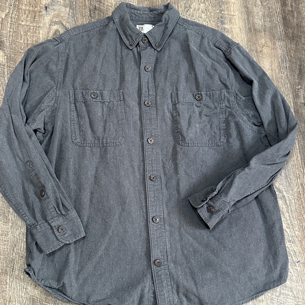 Duluth Trading Company Gray Men’s 100% Cotton Casual Button Up Shirt Large